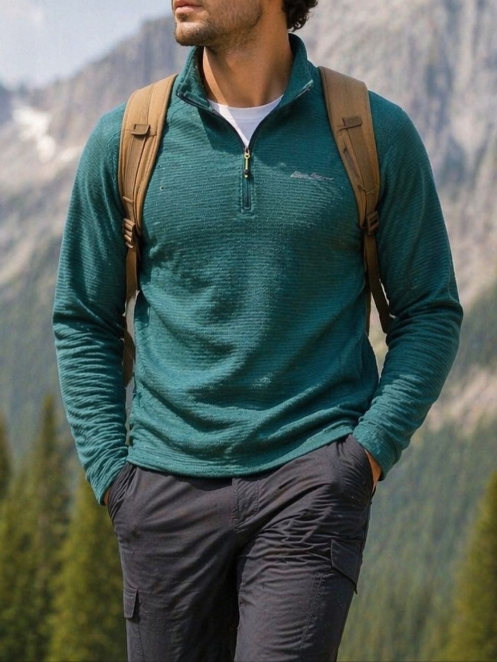 Eddie Bauer First Ascent Fleece Half-Zip Pullover Teal | Performance Base Layer